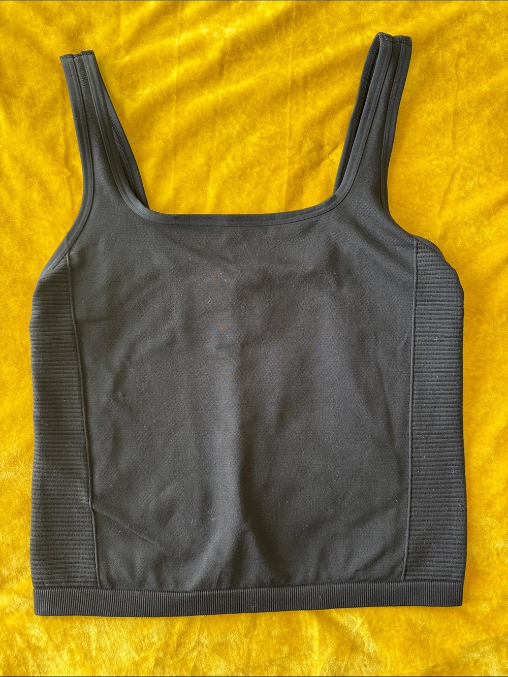 aerie Black Square Neck Ribbed Tank Top